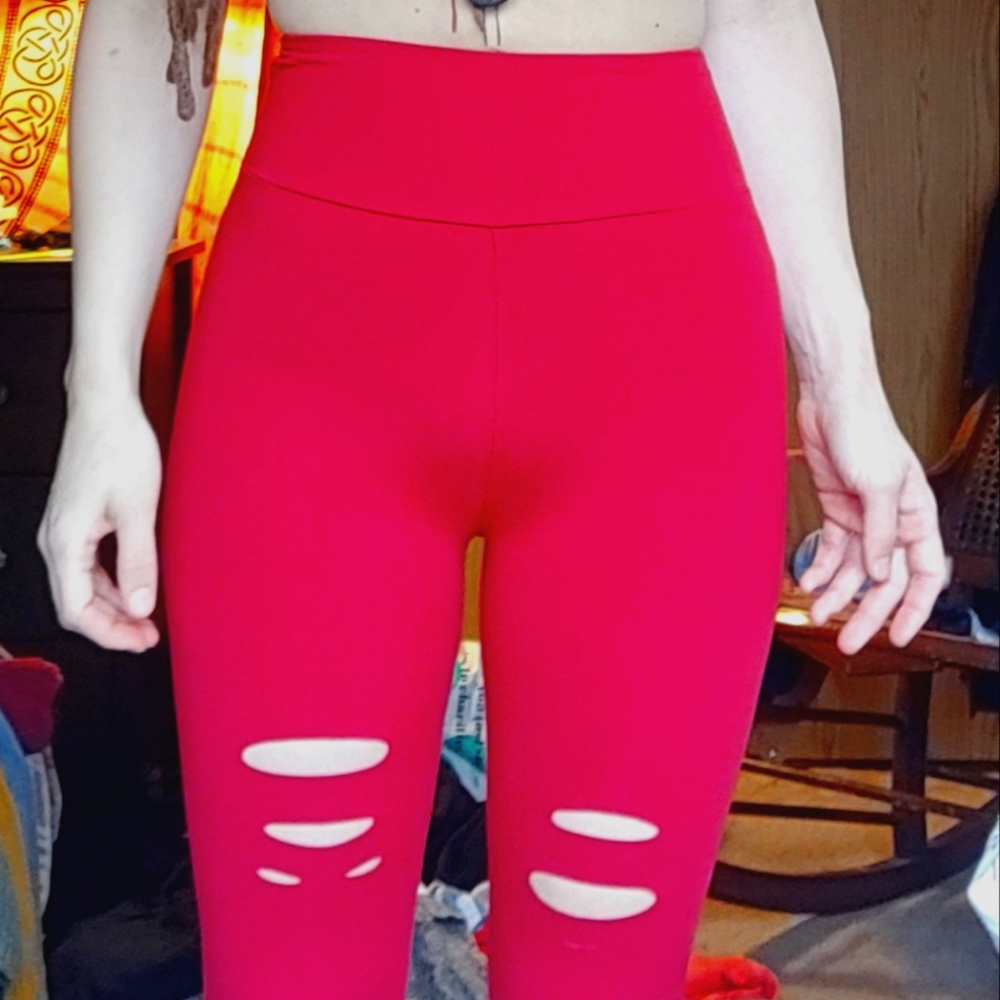 Red cutout yoga pants